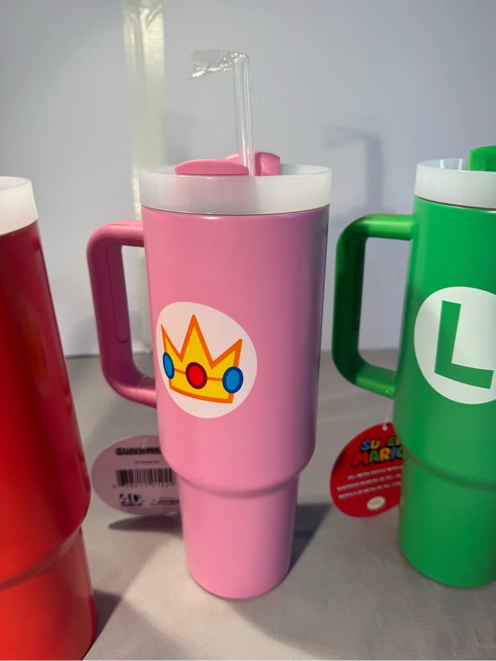 Licensed Nintendo Colorful Travel Mug with Straw - Set of 4. Collectibles BW